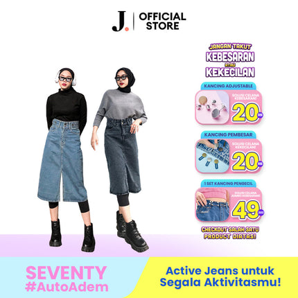 JINISO - Highwaist Rok Slit Seventy Jeans Panjang Vol. 1