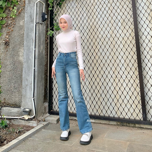 JINISO - Highwaist Stretch Cutbray Pocket Jeans Hangout