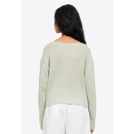 COLORBOX Hollow Out Knit Sweater Green