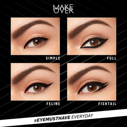 MAKE OVER Hyperblack Superstay Liner - Eyeliner BEST SELLER Hitam Pigmented Waterproof Smudgeproof Tahan Seharian Tidak Luntur untuk Daily Pesta Part Wing Liner
