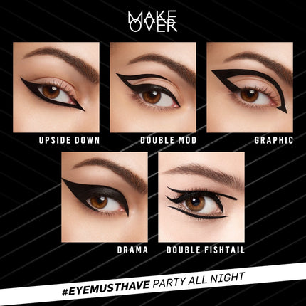 MAKE OVER Hyperblack Superstay Liner - Eyeliner BEST SELLER Hitam Pigmented Waterproof Smudgeproof Tahan Seharian Tidak Luntur untuk Daily Pesta Part Wing Liner