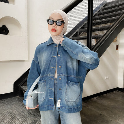 JINISO Jaket Jeans Oversize Onyx Bio Spray