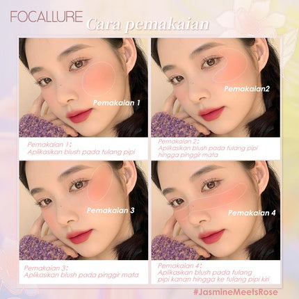 FOCALLURE #JasmineMeetsRose Blush High Pigmen Tahan Lama bedak