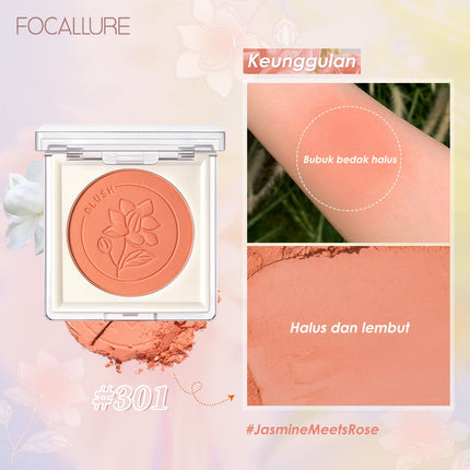 FOCALLURE #JasmineMeetsRose Blush High Pigmen Tahan Lama bedak