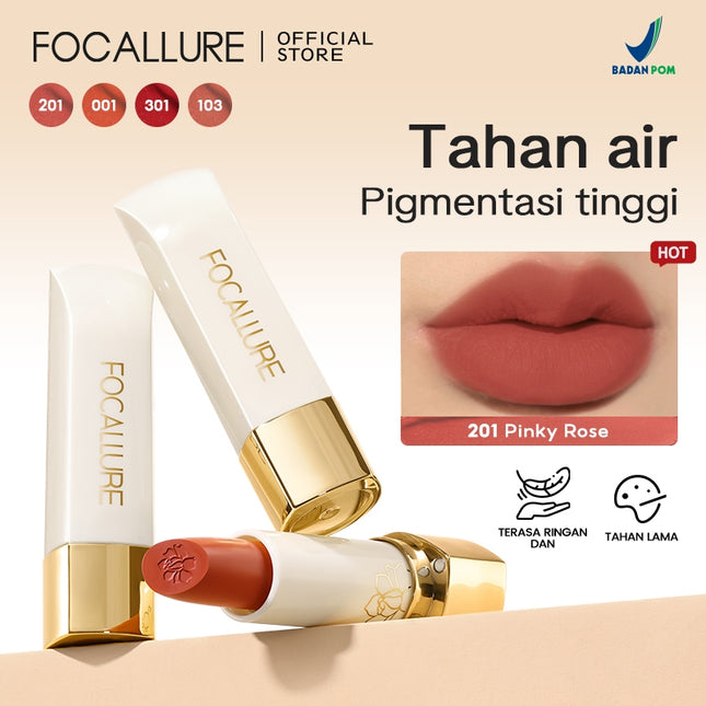 Focallure #JasmineMeetsRose Matte Lipstick-Tahan air kosmetik bibir lipstik