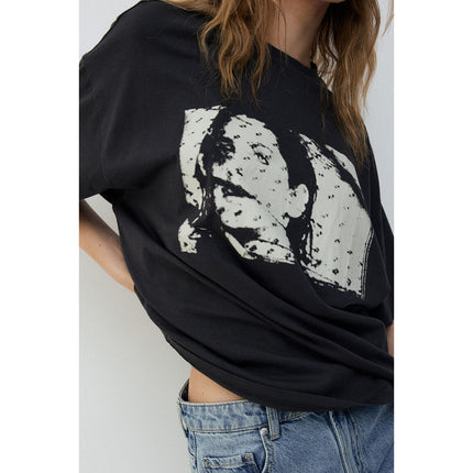 H&M Wanita Kaos Oversized Bermotif Cetak