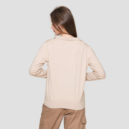 Connexion Kerah V Neck Rajut Kaos Lengan Panjang Wanita 120913950