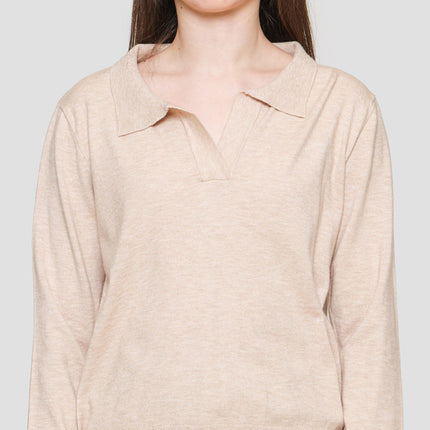 Connexion Kerah V Neck Rajut Kaos Lengan Panjang Wanita 120913950