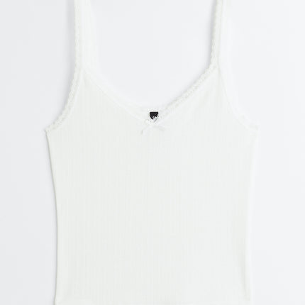 H&M Wanita Lace-trimmed ribbed vest top