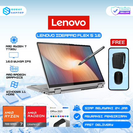 Laptop 2in1 Lenovo IdeaPad Flex 5 AMD Ryzen 7 7730U RAM 16GB 512GB SSD 16" WUXGA IPS Touch Win 11