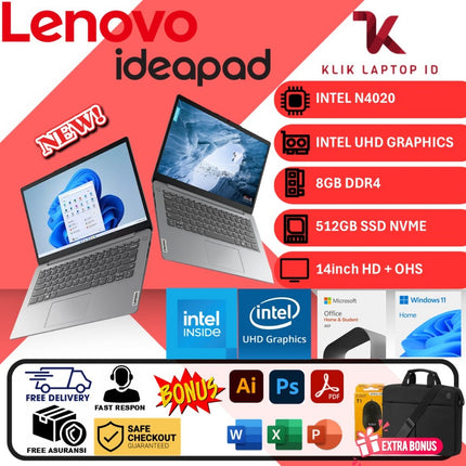 Lenovo Ideapad slim 1i Intel N4020 8GB 512GB SSD 14inch Win11Home OHS