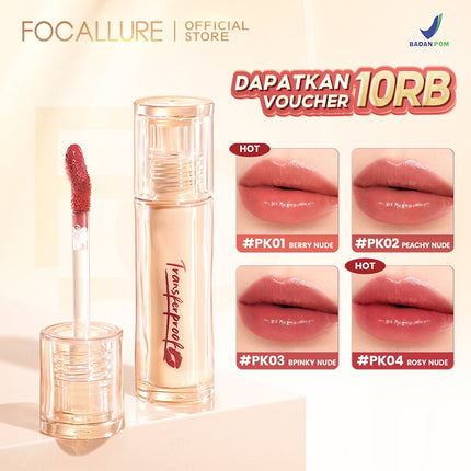 FOCALLURE Lip Tint Super Glazed Shine 16H Moisturizing Lightweight Lip Glossy