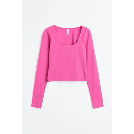 H&M Wanita Long-sleeved cotton top 1110608_1