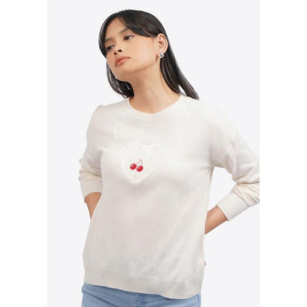 COLORBOX Long Sleeve Berry Sweater Ecru