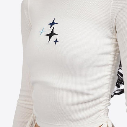 COLORBOX Long Sleeve Top with Side Drawstring Off White