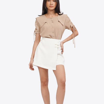COLORBOX Mini Skort with Ribbon Detail Off White