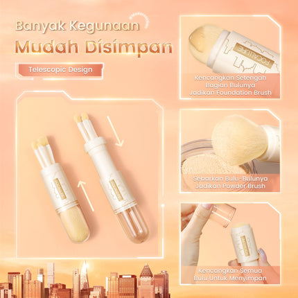 FOCALLURE #ModernUrban 4-In-1 Makeup Brush Set 4pcs Portable Telescopic Traveling Makeup Brush Kit