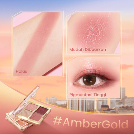 FOCALLURE Multi-Use Shimmer Eyeshadow Palette Powder #AmberGold