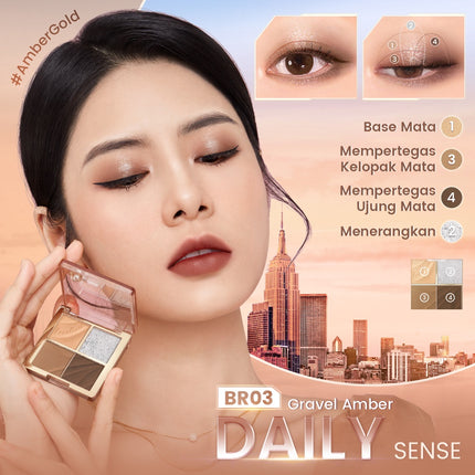 FOCALLURE Multi-Use Shimmer Eyeshadow Palette Powder #AmberGold