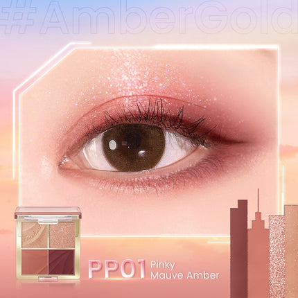 FOCALLURE Multi-Use Shimmer Eyeshadow Palette Powder #AmberGold