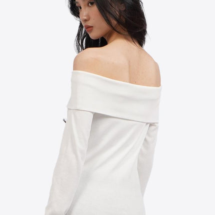 COLORBOX Off Shoulder Long Sleeve Top Off White