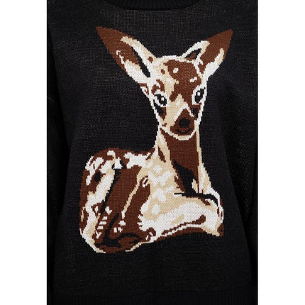 COLORBOX Oversized Long Sleeve Fur Sweater Black