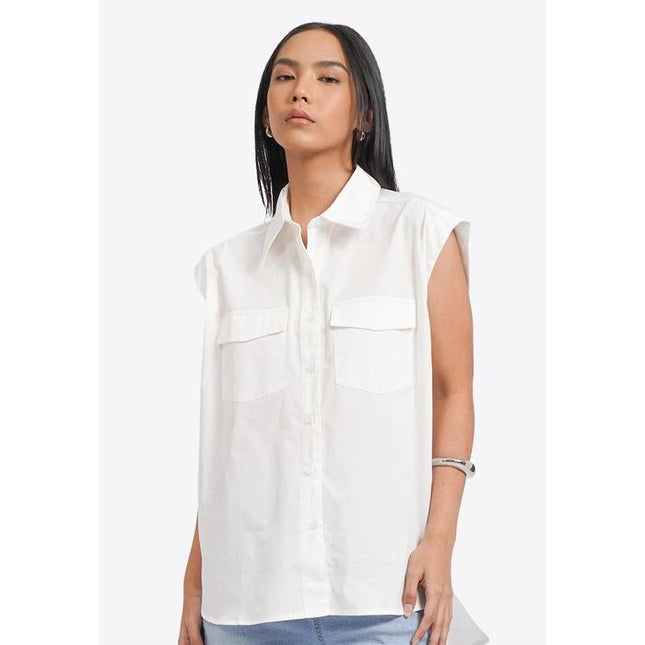 COLORBOX Oversized Sleeveless Shirt Off White