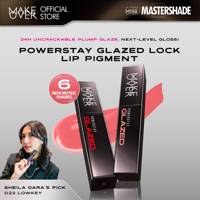 MAKE OVER Powerstay Glazed Lock Lip Pigment - NIKI Glazed Plump Gloss Next Level Lip Cream Transferproof Pigmented Tahan Lama 24 Jam Ringan Tidak Lengket di Bibir Lipstick Lipcream long lasting time less stain with euphoria