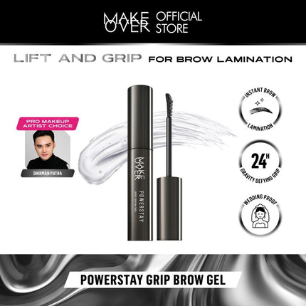 Make Over Powerstay Grip Brow Gel 5.5 g - Brow Pomade, Browcara, Eyebrow Gel, Waterproof Lebaran Raya