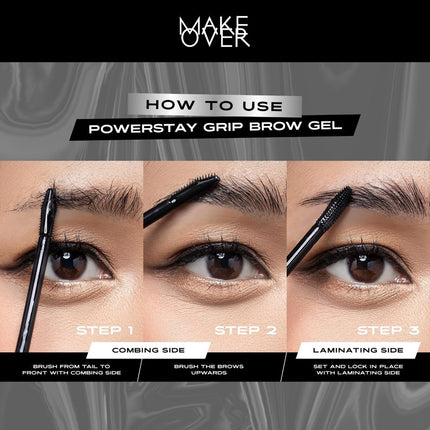 Make Over Powerstay Grip Brow Gel 5.5 g - Brow Pomade, Browcara, Eyebrow Gel, Waterproof Lebaran Raya
