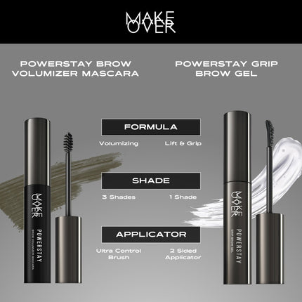 Make Over Powerstay Grip Brow Gel 5.5 g - Brow Pomade, Browcara, Eyebrow Gel, Waterproof Lebaran Raya