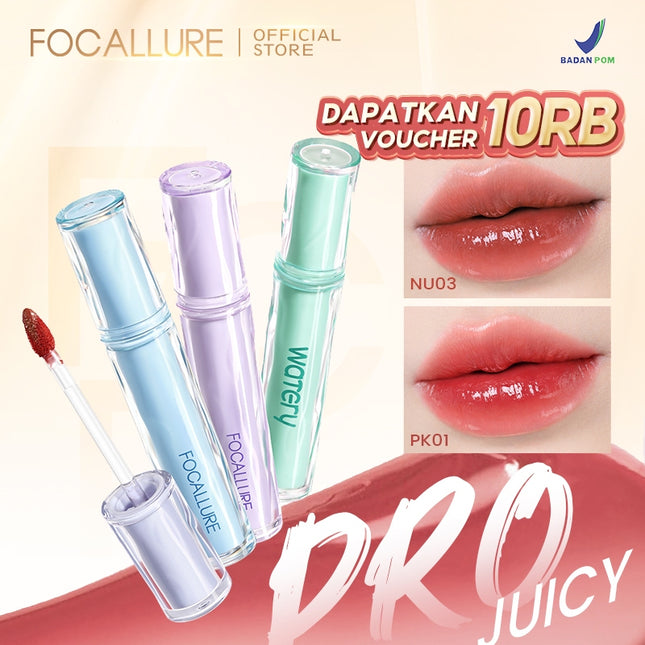 FOCALLURE Pro-Juicy Watery Lip Tint Glossy Plump High Pigment Lipstick