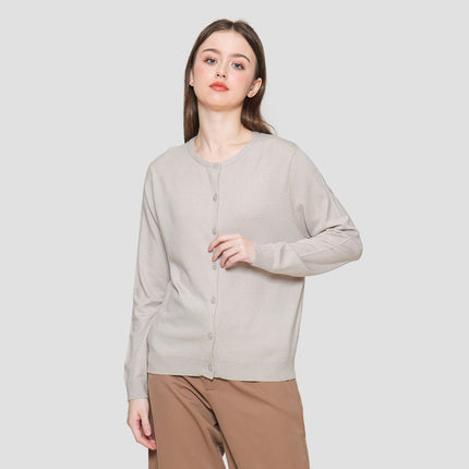 Connexion Rajut Round Neck Cardigan Basic Wanita 121907625