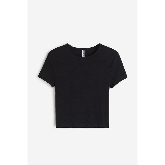 H&M Wanita Ribbed cropped top