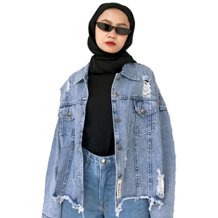 JINISO Ripped Jaket Jeans Oversize Vintage Blue Acid