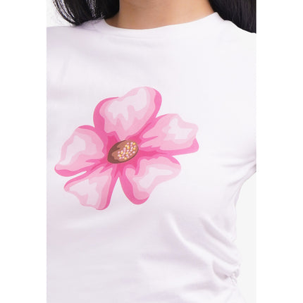 COLORBOX Roll Up Side Ruched T-Shirt Off White