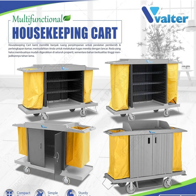 Trolley Service Cart House Keeping Troli Kebersihan Hotel Valter