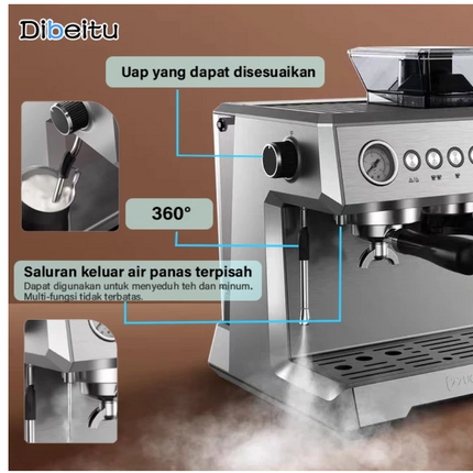 Mesin Kopi Multi/Grinder/Milk Frother 2 Boiler 20Bar 1350W -AM7301