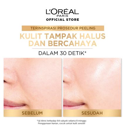 L'Oreal Paris Glycolic Bright Glowing Skincare Set Mencerahkan - Facial Foam 50 ml, Toner 65ml, Serum 15ml, Day & Night Cream 15ml