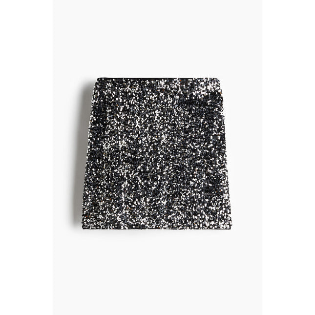 H&M Wanita Sequined Mini Skirt Grey