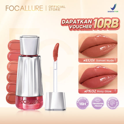 FOCALLURE SheenLock Satin Lip Glaze 16H Transferproof Deeply Hydrating Lightweight