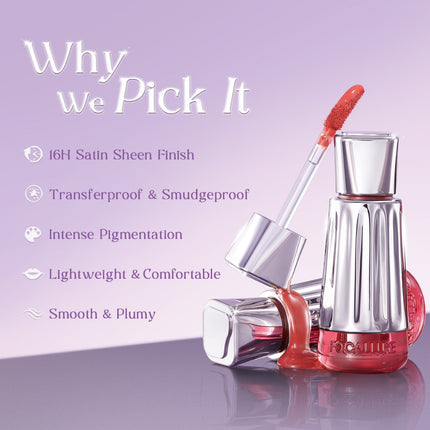 FOCALLURE SheenLock Satin Lip Glaze 16H Transferproof Deeply Hydrating Lightweight