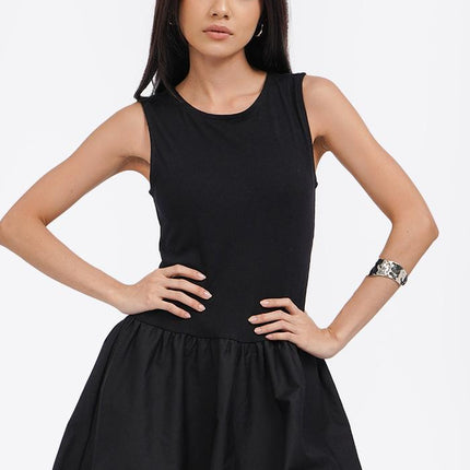 COLORBOX Sleeveless Balloon Mini Dress Black