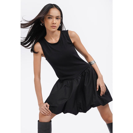 COLORBOX Sleeveless Balloon Mini Dress Black