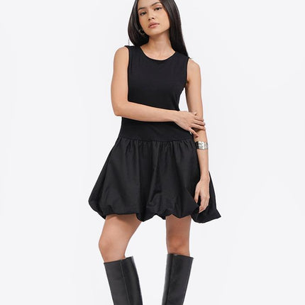 COLORBOX Sleeveless Balloon Mini Dress Black