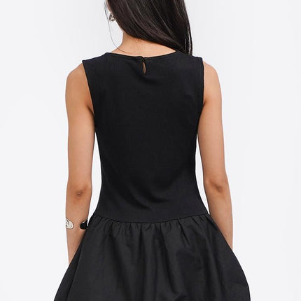COLORBOX Sleeveless Balloon Mini Dress Black
