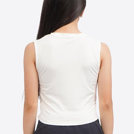 COLORBOX Sleeveless Crop Top with Side Ruched Off White