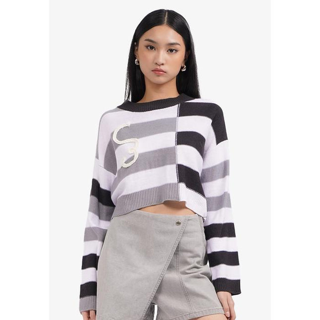 COLORBOX Striped Knit Crop Sweater Multicolor