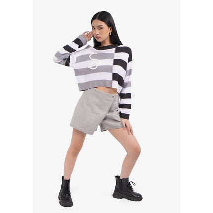 COLORBOX Striped Knit Crop Sweater Multicolor