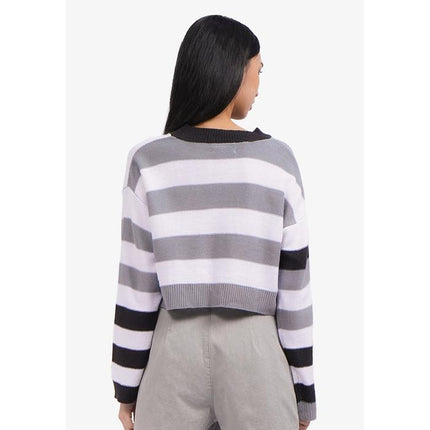 COLORBOX Striped Knit Crop Sweater Multicolor